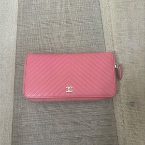 authentic pink chanel wallet